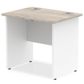 Impulse Straight Office Desk W800 x D600 x H730mm Panel End Leg Grey Oak Finish White Frame  - TT000147 DD